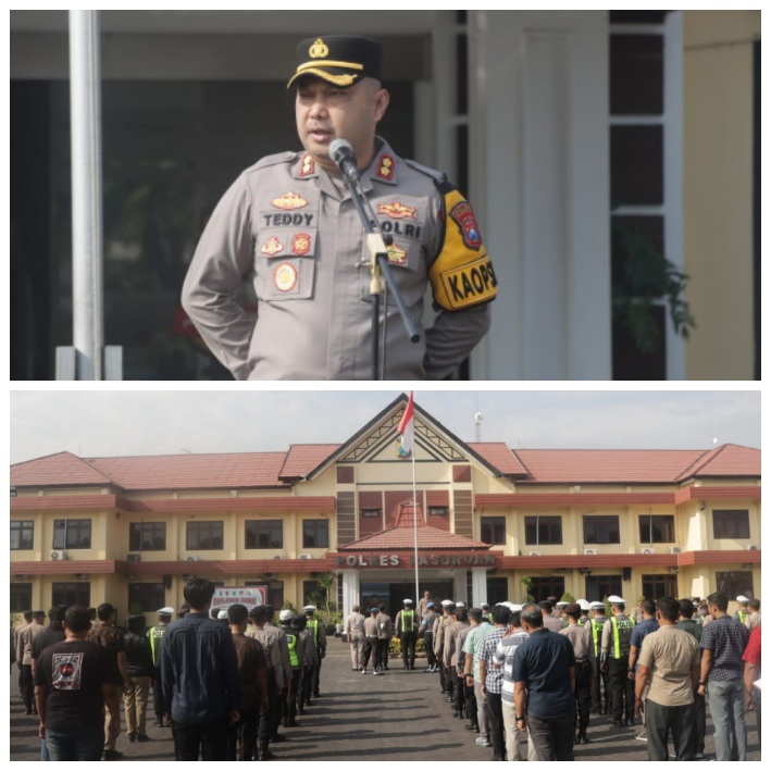 Polres Pasuruan Gelar Apel Kesiapan Pengamanan Pelantikan Presiden dan Wakil Presiden