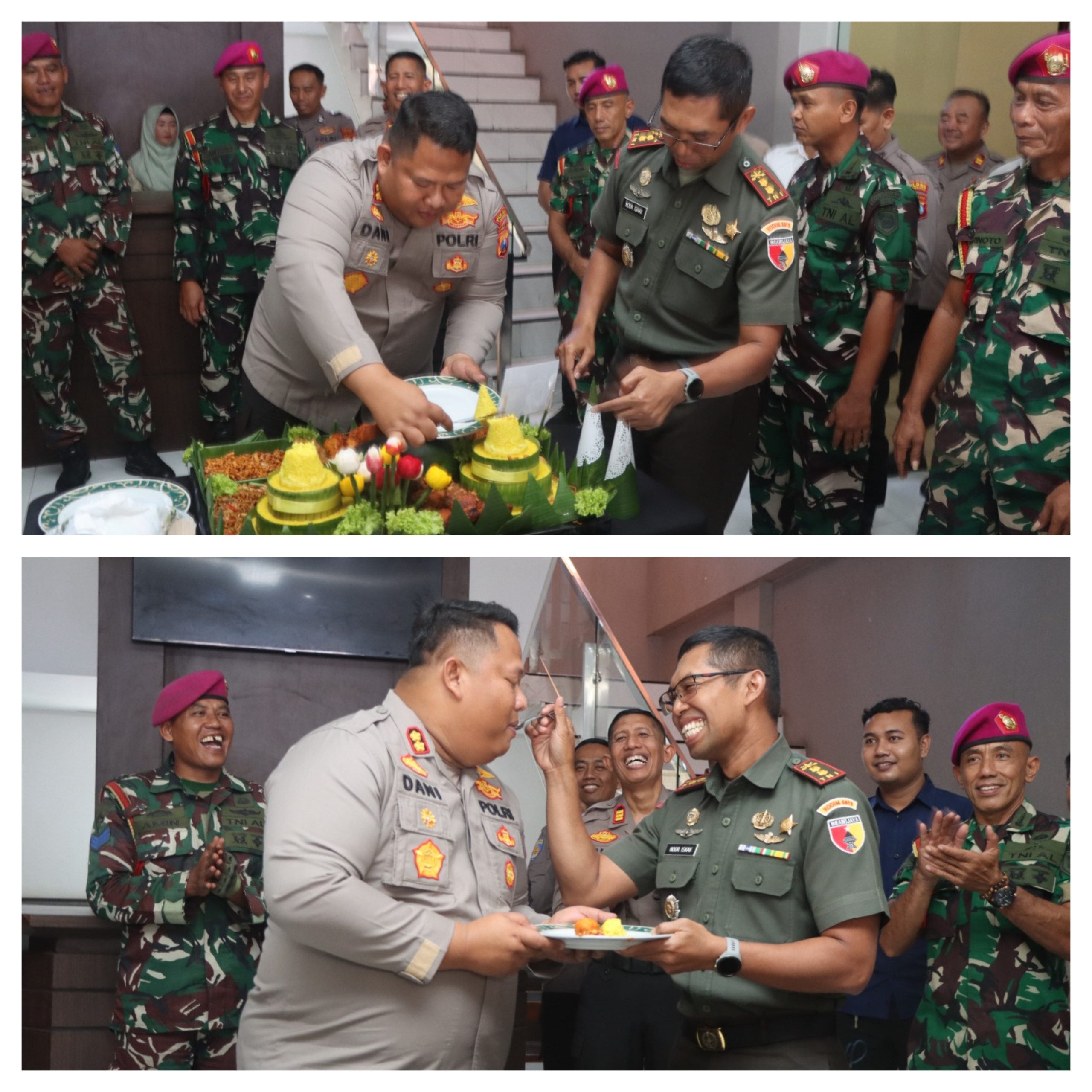 Hadiah HUT Bhayangkara ke-79, TNI Berikan Kejutan Tumpeng Kepada Kapolres Pasuruan